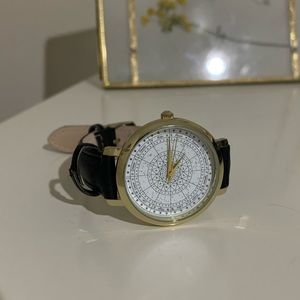 working black leather watch womens